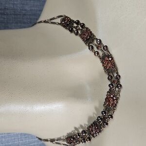 LIZ PAIACIOS -SAN FRANCISCO FLORAL RED RHINESTONE NECKLACE